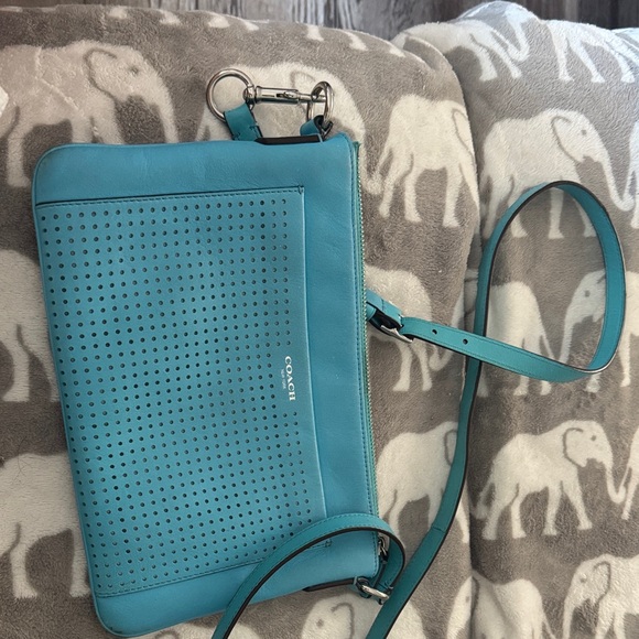 Coach Teal Perforated Crossbody Bag - Picture 1 of 1